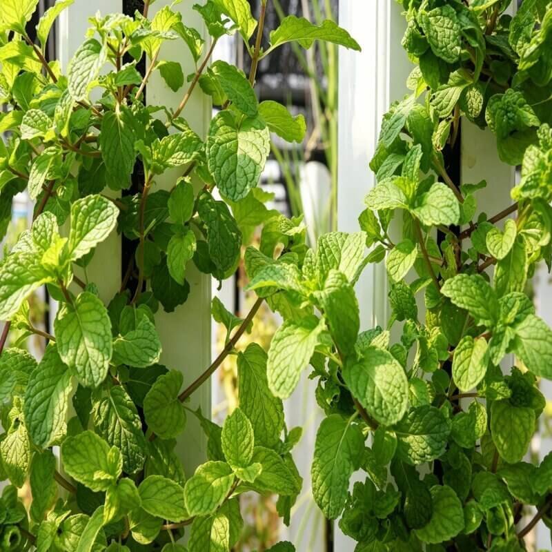 vertical hydroponic mint indoor garden lush growth space saving setup for beginner hydroponic growers