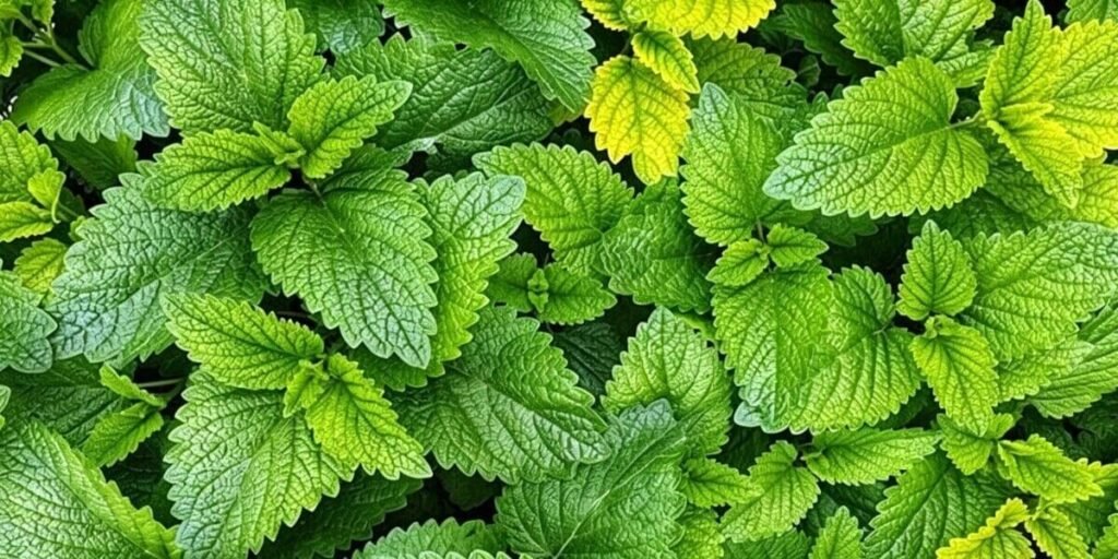 Close-up of fresh green mint leaves growing in a hydroponic system