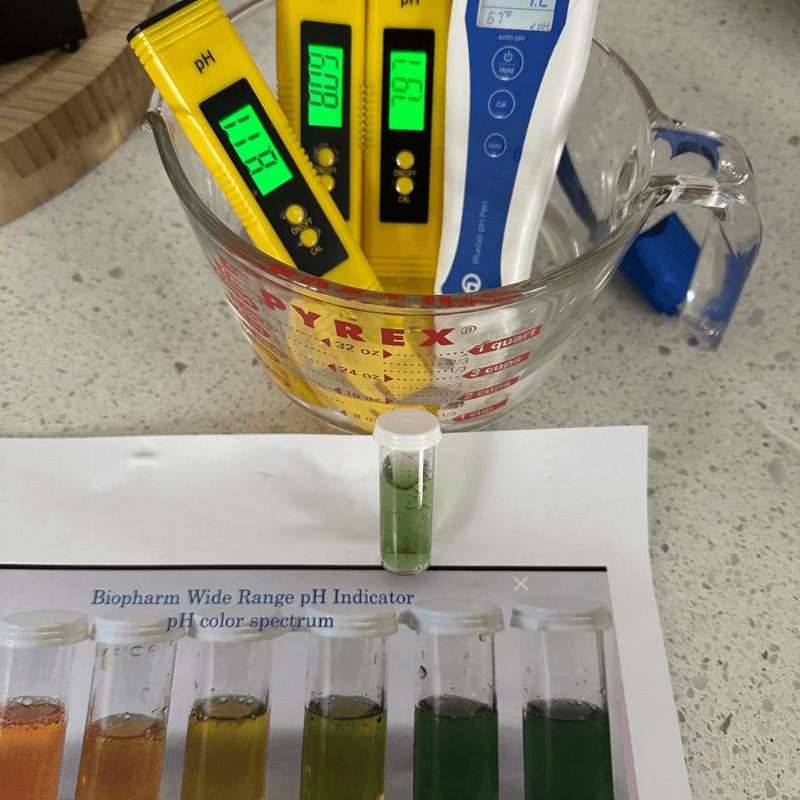 PH meter vs color comparison test
