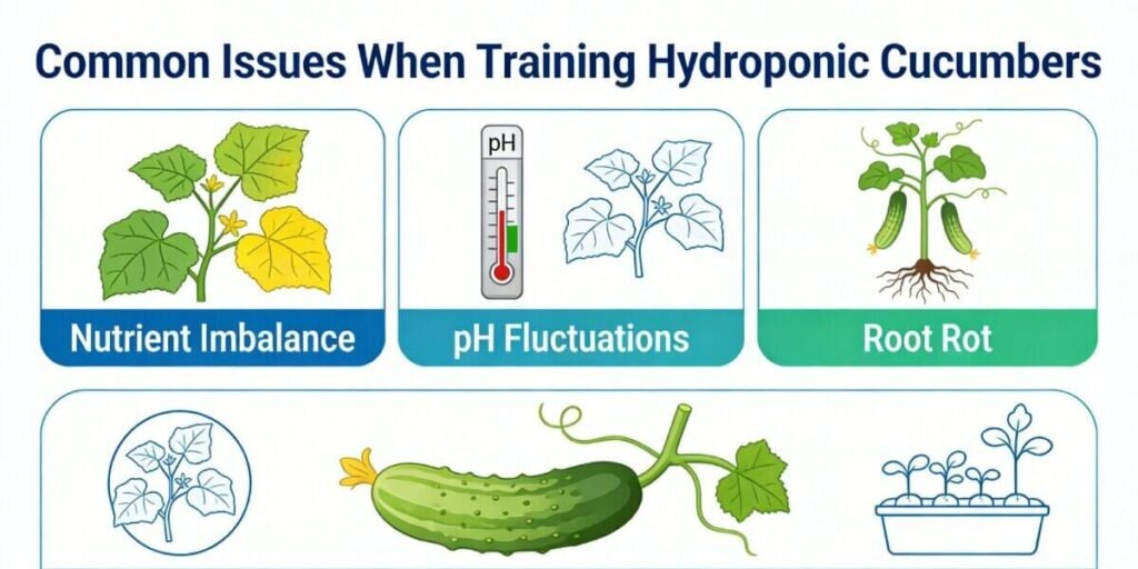 Common issues in training hydroponic cucumber vines