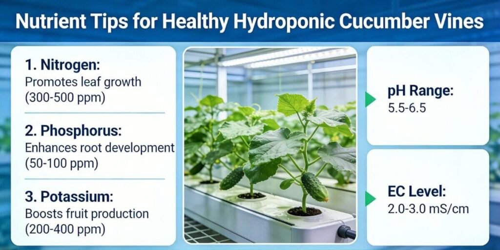 Essential nutrient elements for hydroponic cucumber vines
