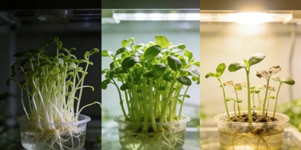 Improper lighting in hydroponic fodder systems