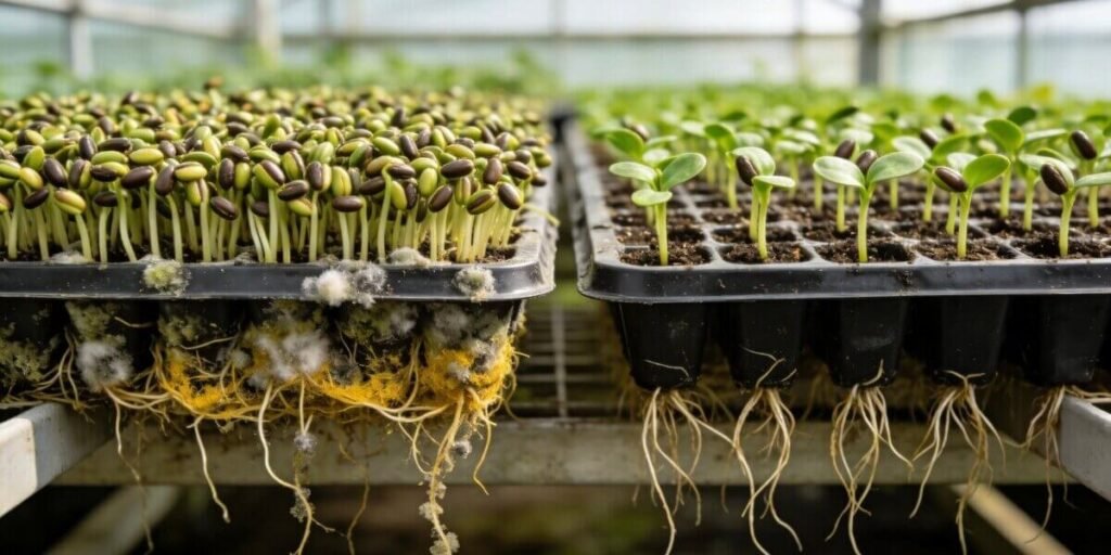 Overcrowded seeds reducing yield in hydroponic fodder systems