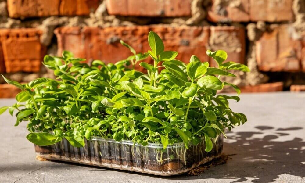 Basil microgreens aromatic premium indoor hydroponic greens.