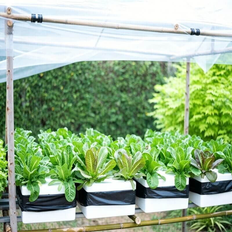 Indoor ebb and flow hydroponic tray lettuce herbs growing system