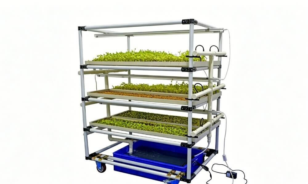 Healthy microgreens balanced airflow indoor hydroponic greens.