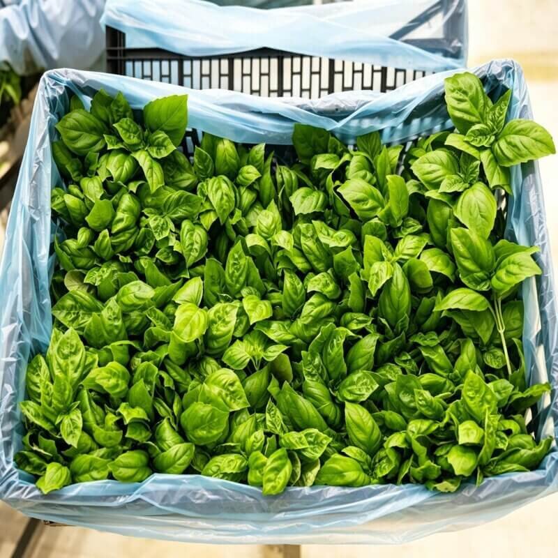 hydroponic basil fresh harvest close up leaves