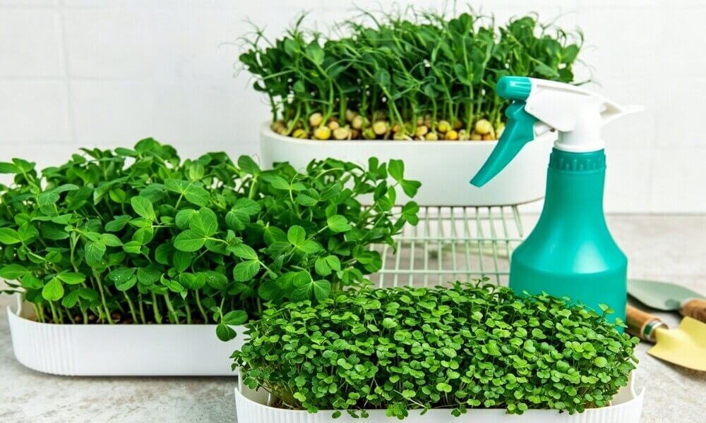 Kale microgreens dense growth nutrient rich harvest ready.