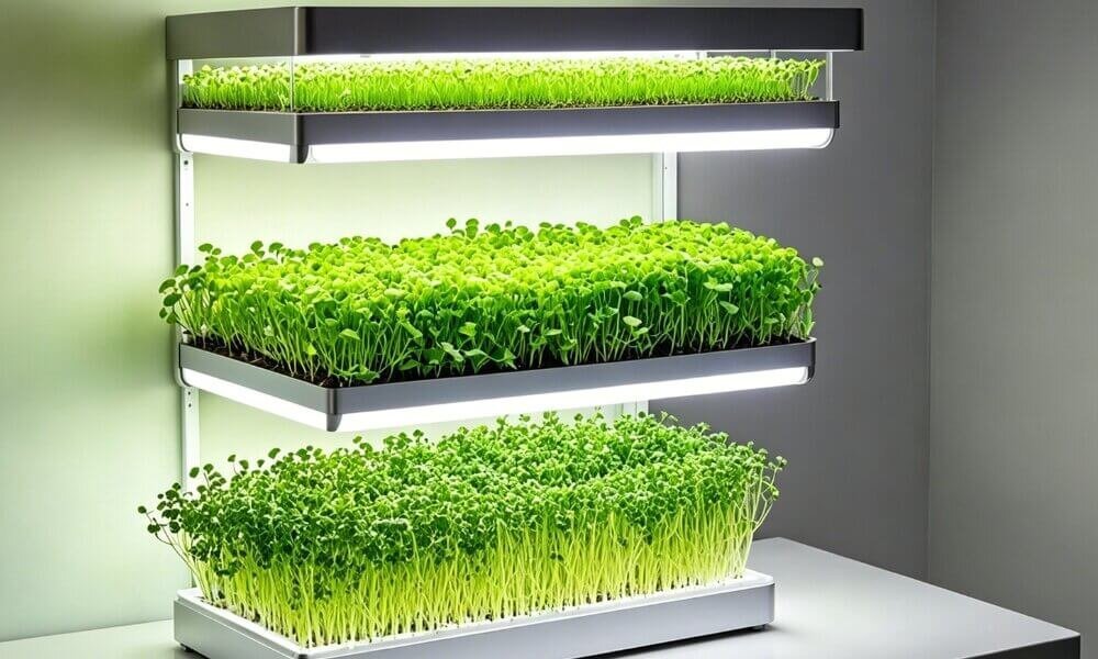 Microgreens LED grow light strong structure indoor farming.