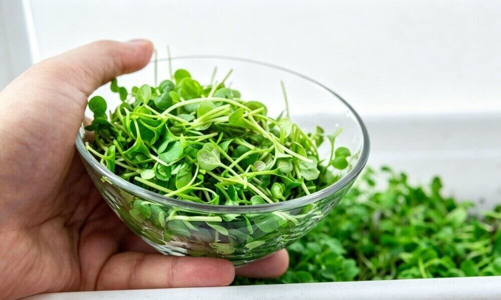 Mustard microgreens fast growth indoor hydroponic greens.