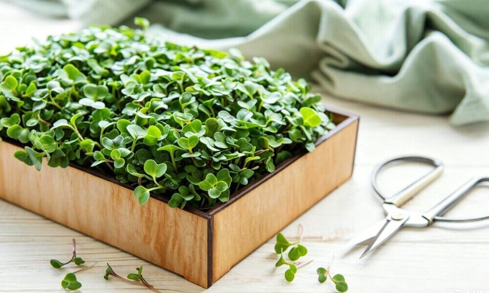 Radish microgreens fast germination indoor hydroponic growth.