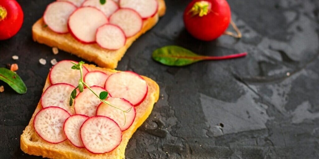 radish microgreens wrap avocado hummus healthy food.
