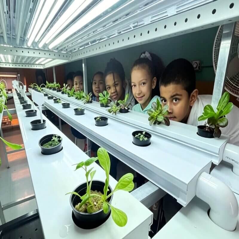 NFT hydroponic system for school indoor farming education