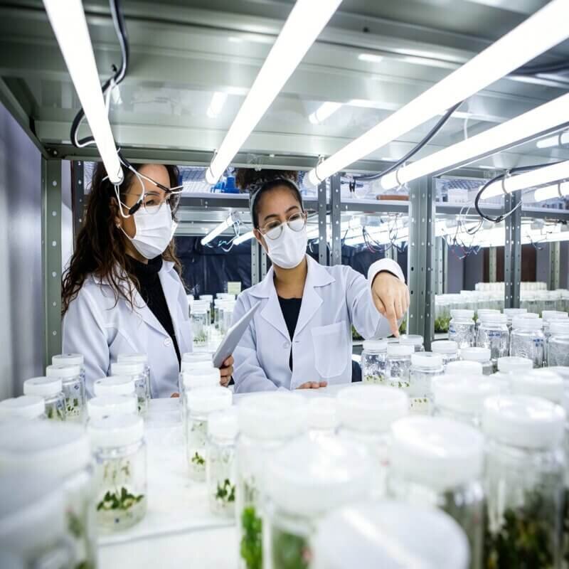 Student working on hydroponic science experiment in laboratory