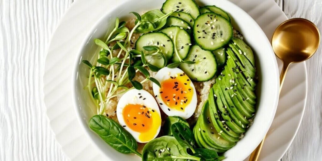 sunflower microgreens grain bowl quinoa vegetables.