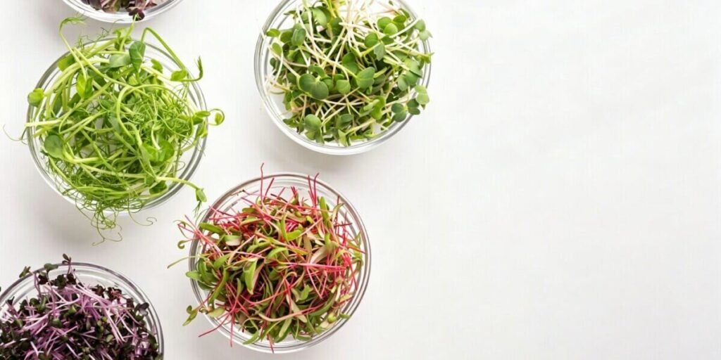 microgreens salad grain bowl healthy meal.