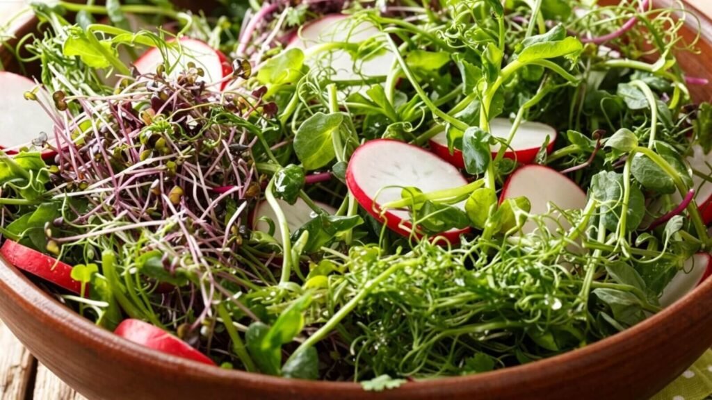 radish microgreens salad nutrient dense superfood healthy greens.